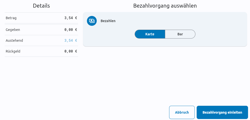 Payment view card payment